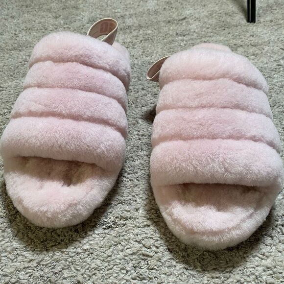 Ugg Fluff Yeah Light Pink Women’s Shearling Sandal Slippers - Picture 2 of 5